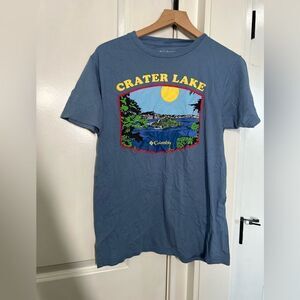 Columbia mens tee shirt crater lake oregon blue tee size medium N410